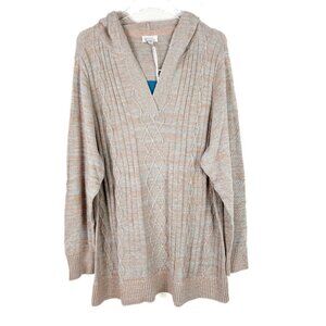 NWT Stitch Fix Market & Spruce Afon Cable Knit Hooded Sweater Marl Plus Size 3X